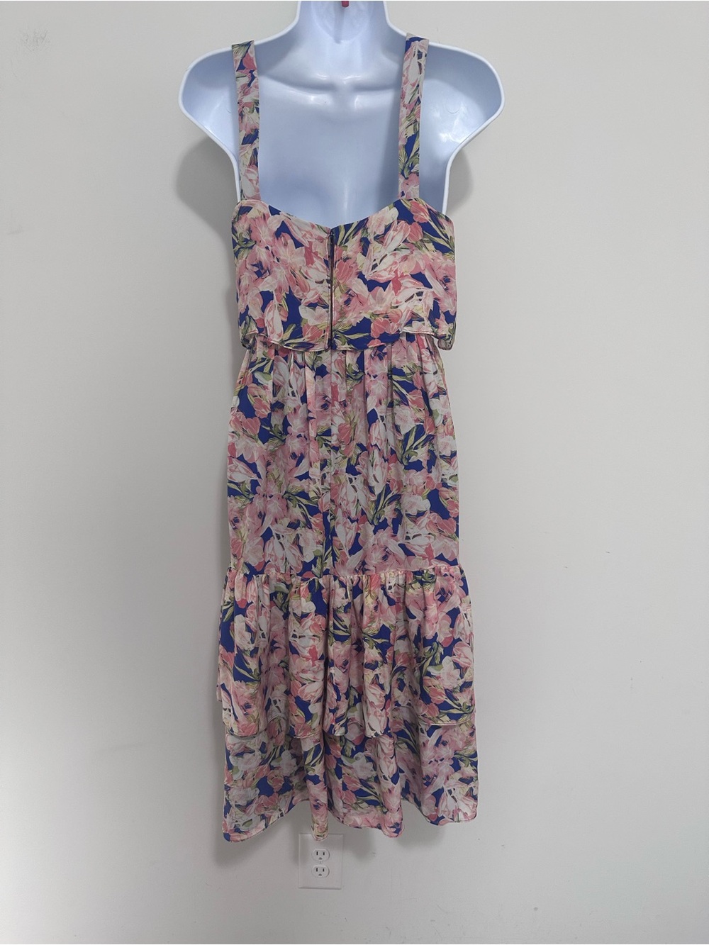 J. Crew Collection Silk Brushstroke Floral Printed Tiered Flouncy Midi Dress - Picture 6 of 8
